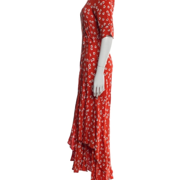Ganni Dress Red Orange Wrap Dress Maxi Dress US size 2/4 - Picture 6 of 7